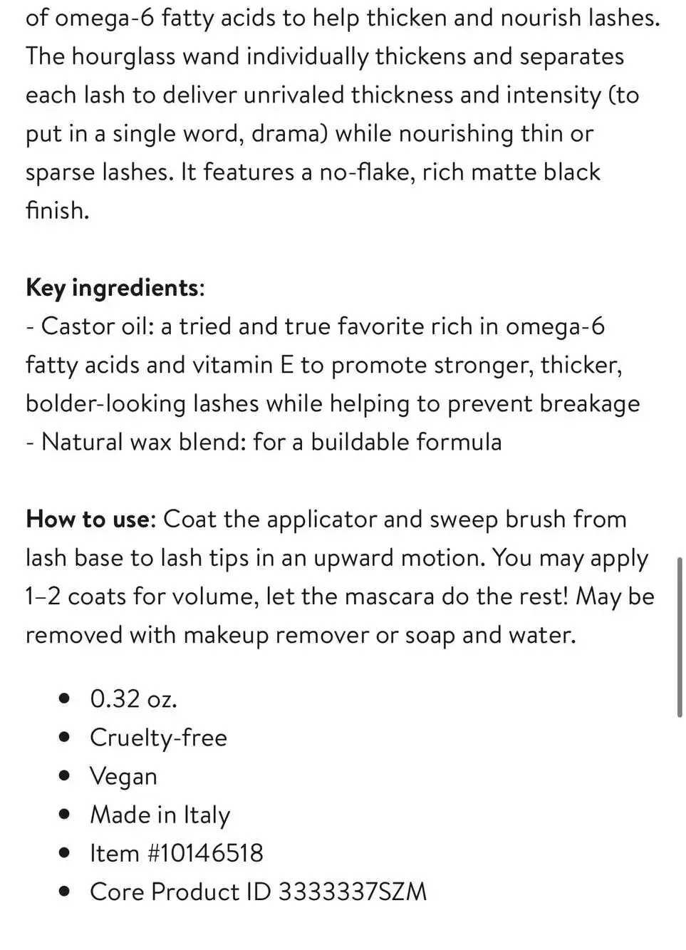Grande Cosmetics GrandeDRAMA Intense Thickening Mascara with Castor Oil